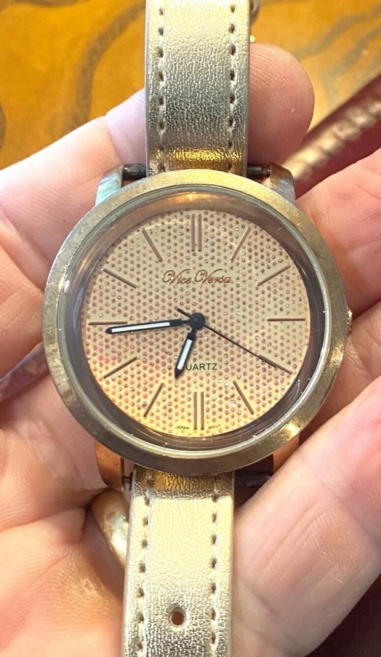 Women's Vice Versa Watch, Rose Gold Tone, Black and Gold Band